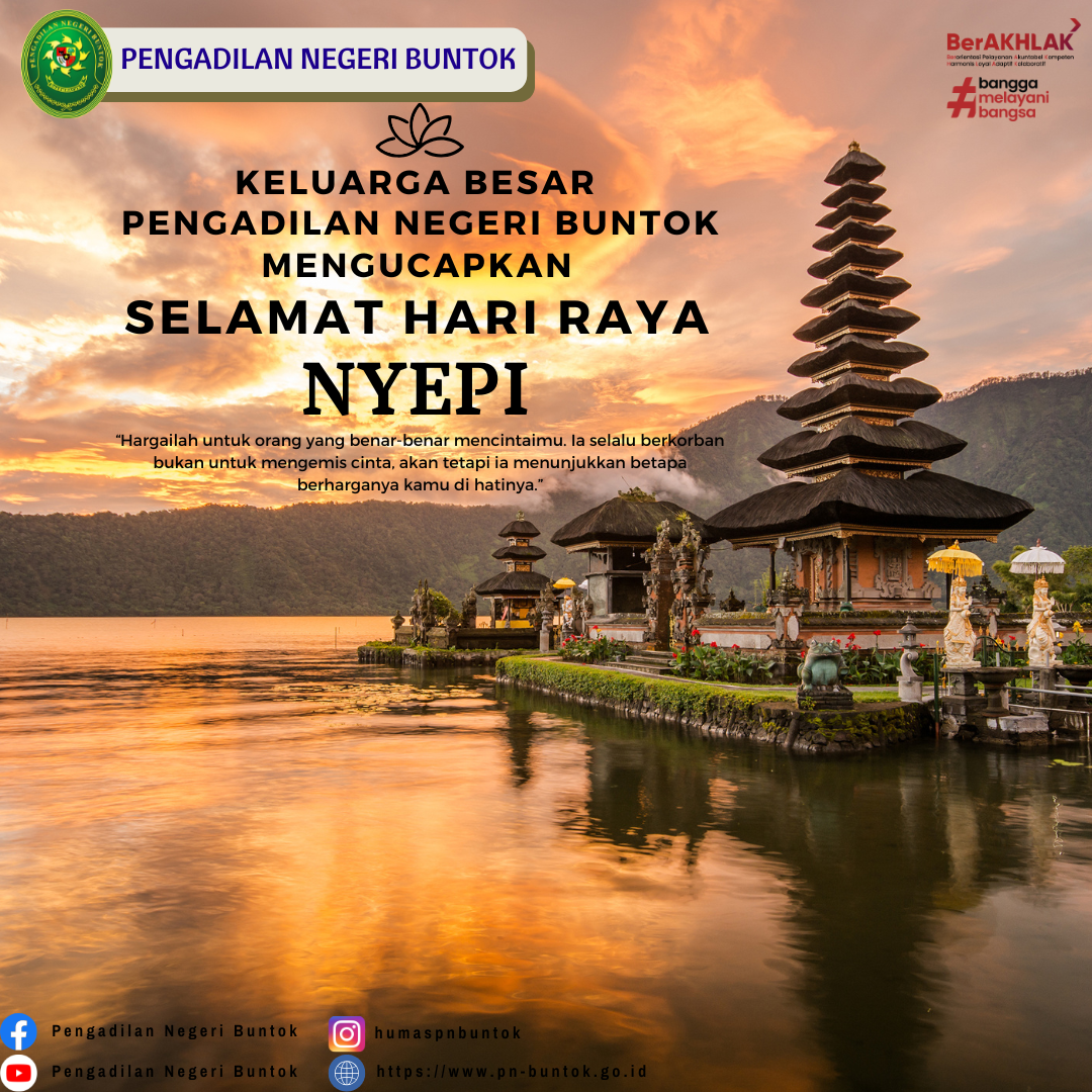 KELUARGA BESAR PENGADILAN NEGERI BUNTOK MENGUCAPKAN SELAMAT HARI RAYA NYEPI TAHUN BARU SAKA 1947